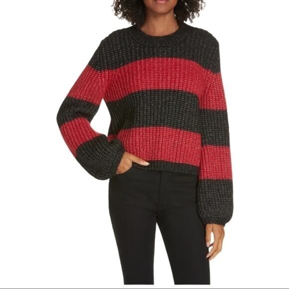 La Ligne Colorblock Balloon Sleeve Crop Sweater XS NWT - Picture 1 of 11
